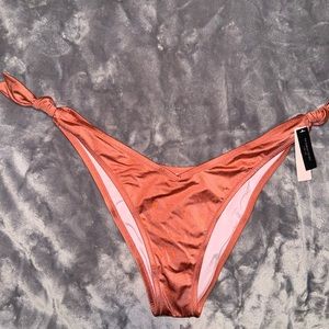 VS Swim side tie Brazilian Bikini Bottom copper brown bathing suit high leg L